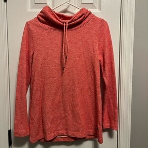 T By Talbots S Petite Sweatshirt Coral Heathered‎ Funnel Neck Pullover